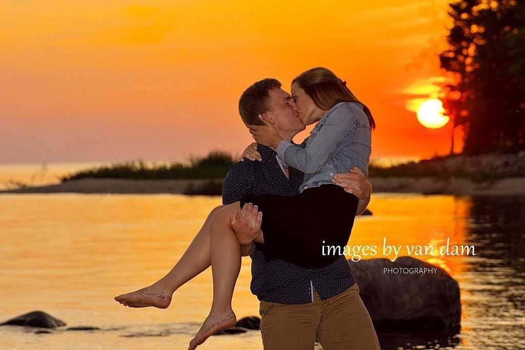 Wasaga Beach Photographer:  Elissa and Ben's Sunset Engagement Session in Tiny Beaches
