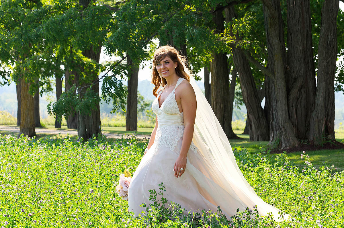 beautiful bride at country wedding in Omemee
