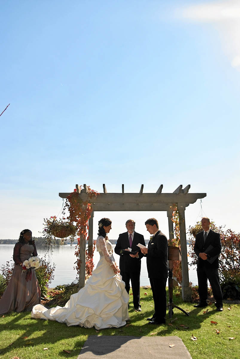 waterfront wedding ceremony at viamede resort wedding