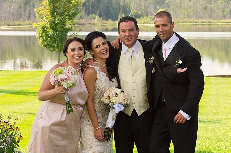 Couple with best man and maid of honour at Caledon wedding