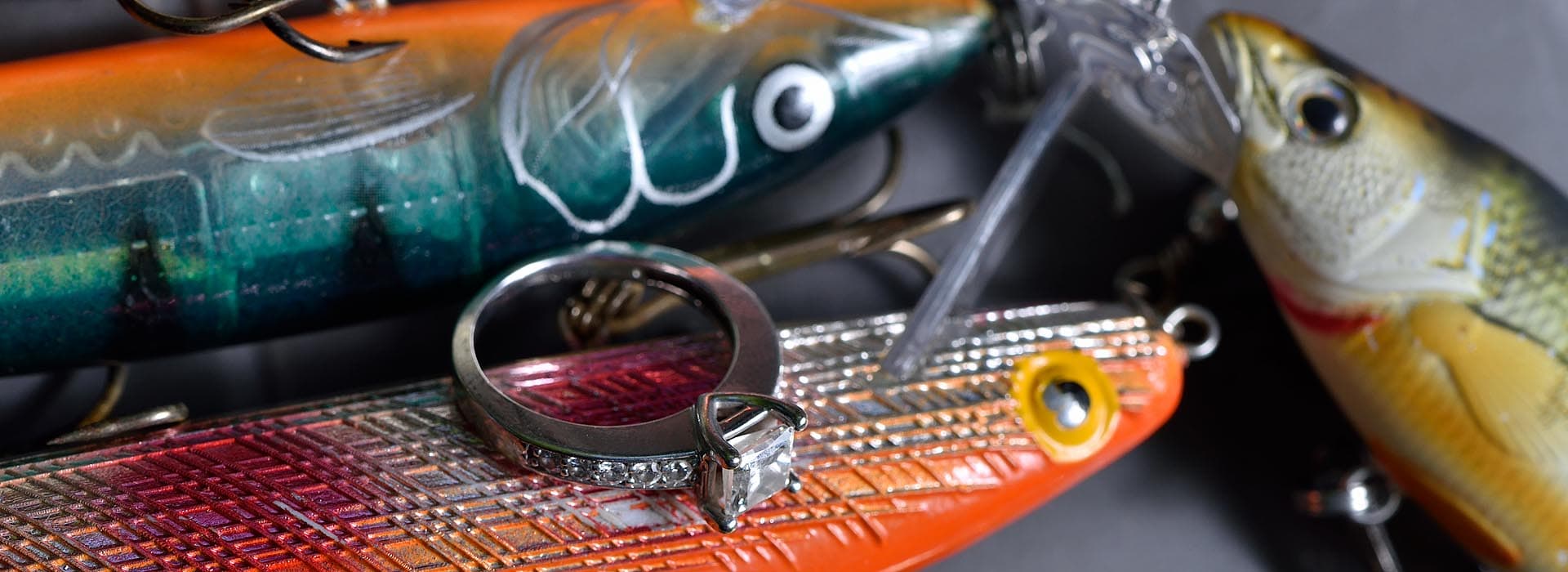 wedding rings with fishing lures barrie photographer tiny township photography