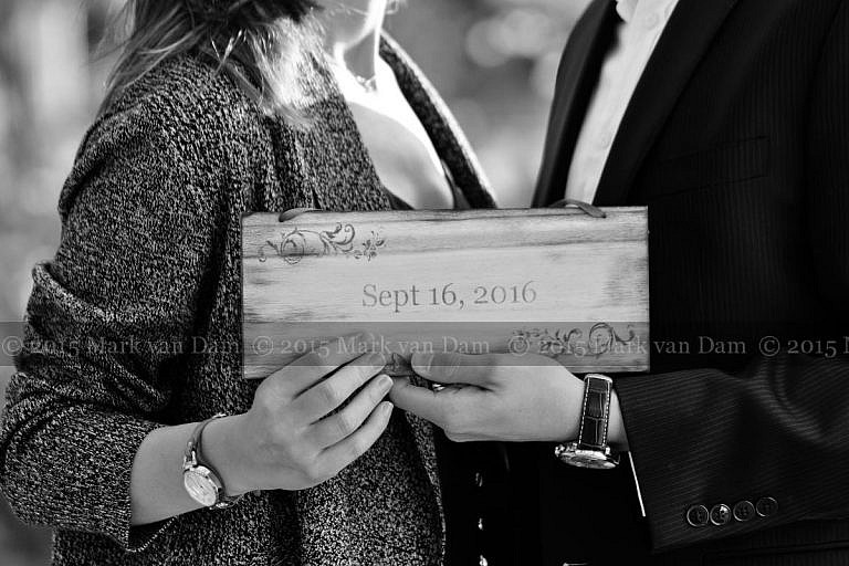 Save the Date closeup at Orillia engagement photography session
