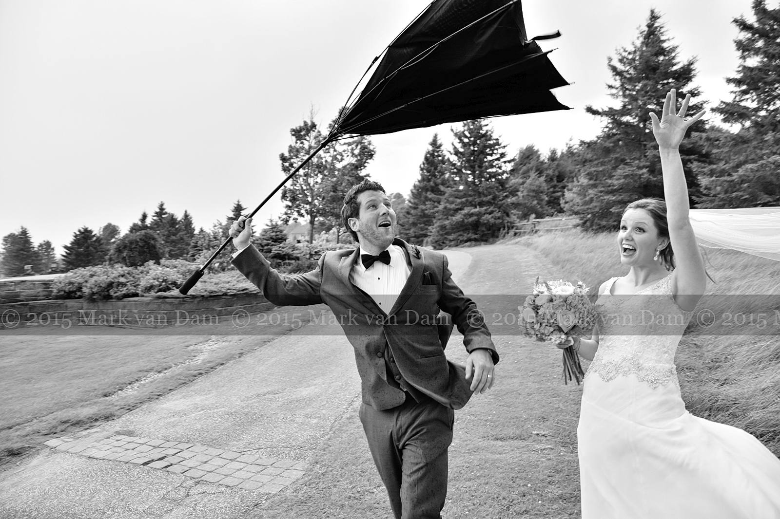 August gale inverts groom's umbrella at Orillia wedding