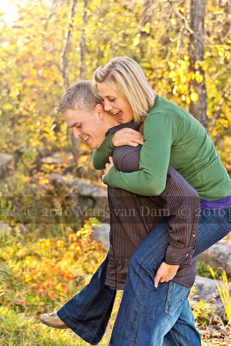 piggyback ride at burleigh falls during engagement phtography session