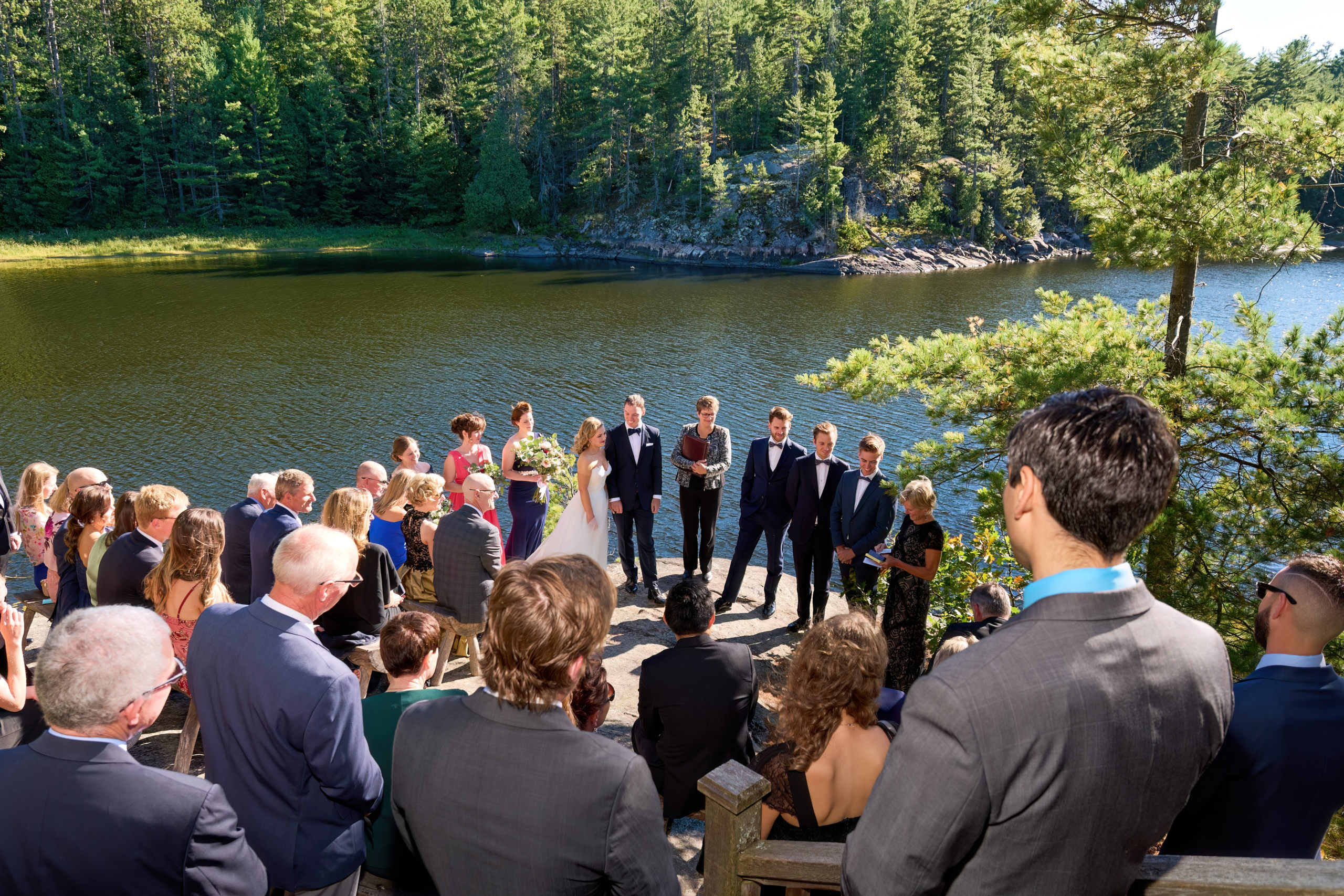 Magnificent Clifftop Wedding Ceremony at Lodge at Pine Cover in French River, Ontario