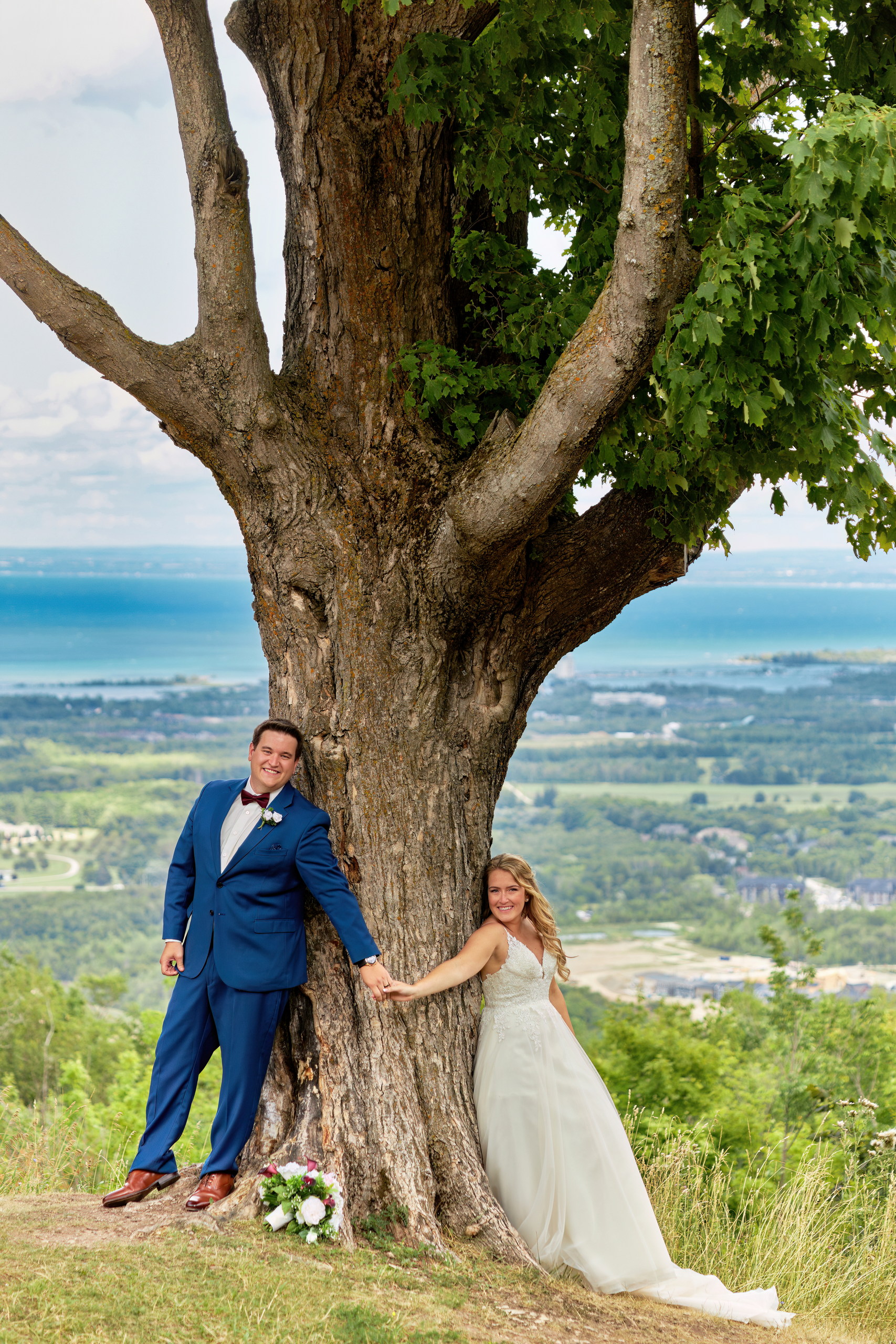 Newlyweds at the Top of Blue Mountain
