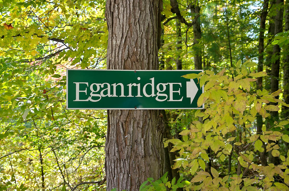 Eganridge Resort Sign posted on maple tree