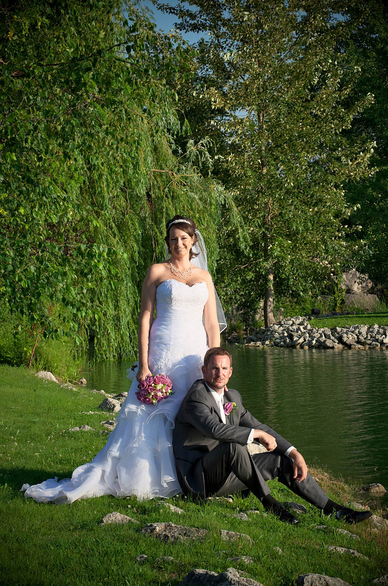 bride and groom pose in alliston