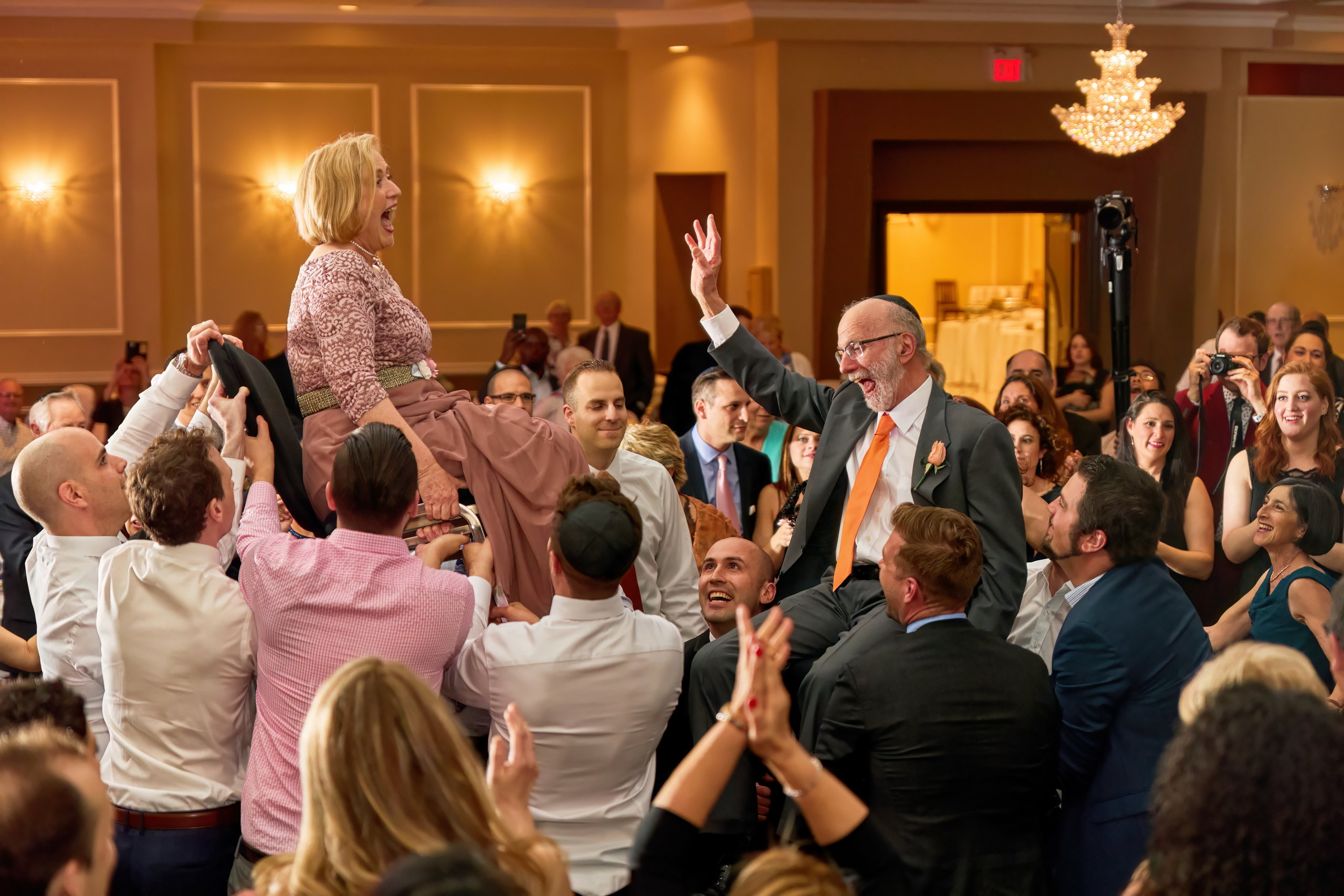 Parents of the Wedding Couple Excitedly Doing the Hora Dance at a Jewish Wedding in Toronto